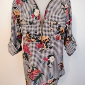 M.P.H. Blouse Checkers Flowers